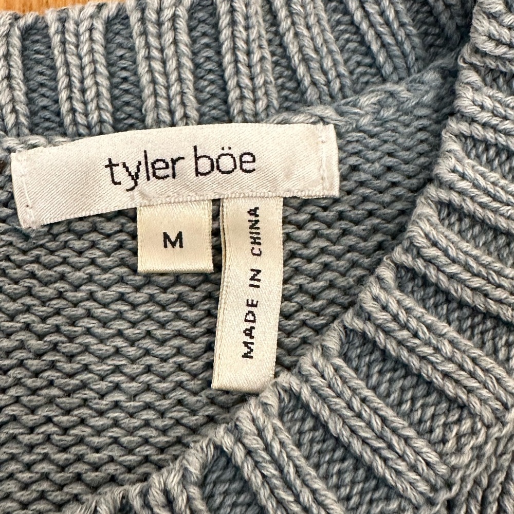 Tyler Boe Women's Blue Gray weathered fisherman nautical preppy  cotton Sweater